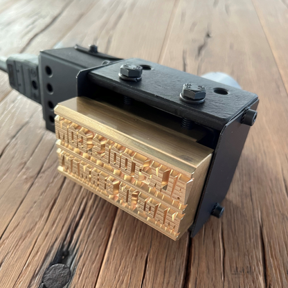 Branding iron with clamping pin with engraving 